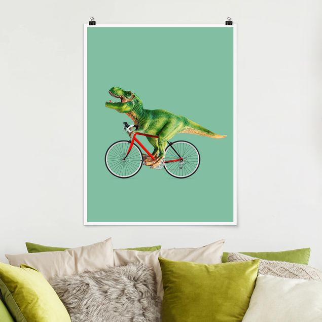 decoraçao para parede de cozinha Dinosaur With Bicycle