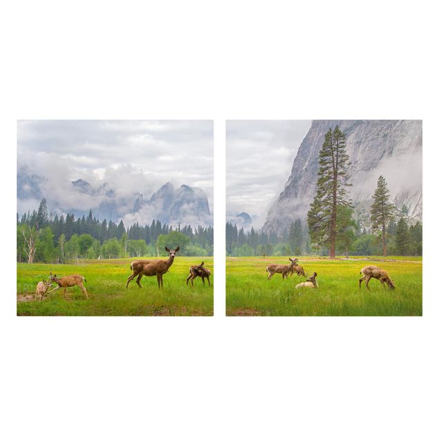 Telas decorativas paisagens Deer In The Mountains