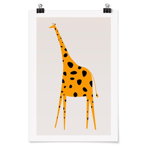 Posters animais Yellow Giraffe