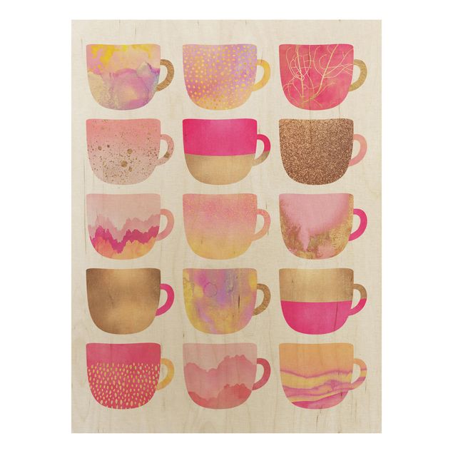 decoração quadros Golden Mugs With Light Pink
