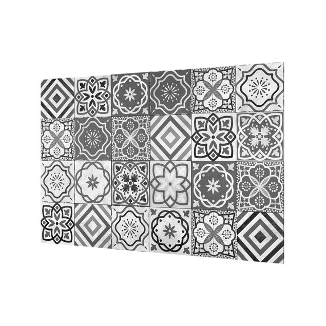 Painel anti-salpicos de cozinha Mediterranean Tile Pattern Grayscale