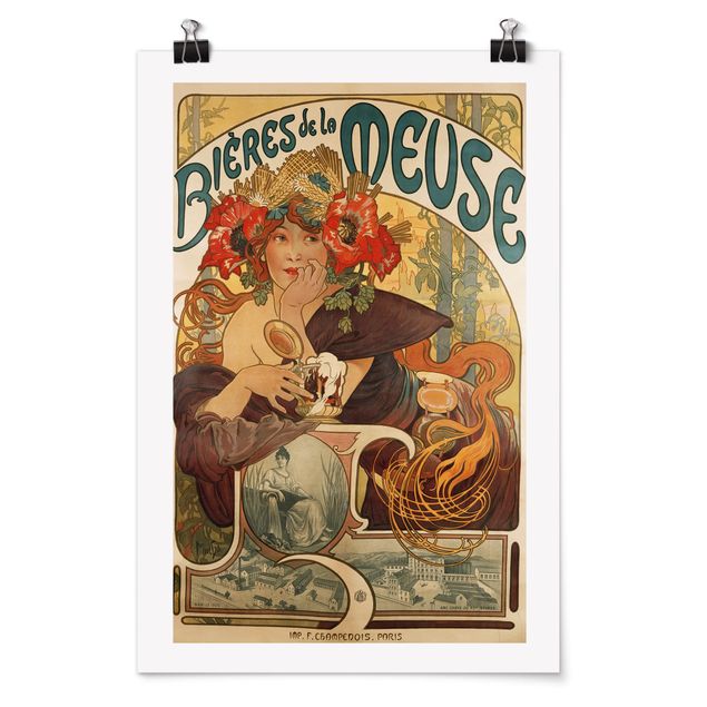 Posters quadros famosos Alfons Mucha - Poster For La Meuse Beer