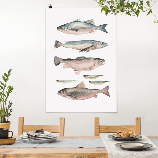 decoraçoes cozinha Seven Fish In Watercolour I