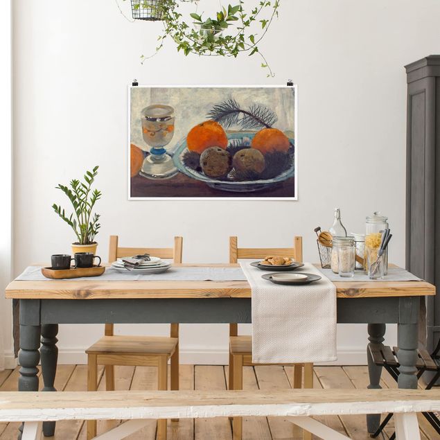 Quadros por movimento artístico Paula Modersohn-Becker - Still Life with frosted Glass Mug, Apples and Pine Branch