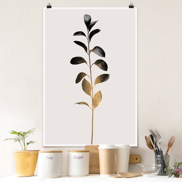 decoraçao cozinha Graphical Plant World - Gold And Grey