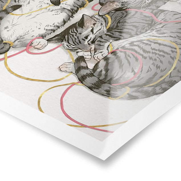 Quadros em cinza Illustration Grey Cat Painting