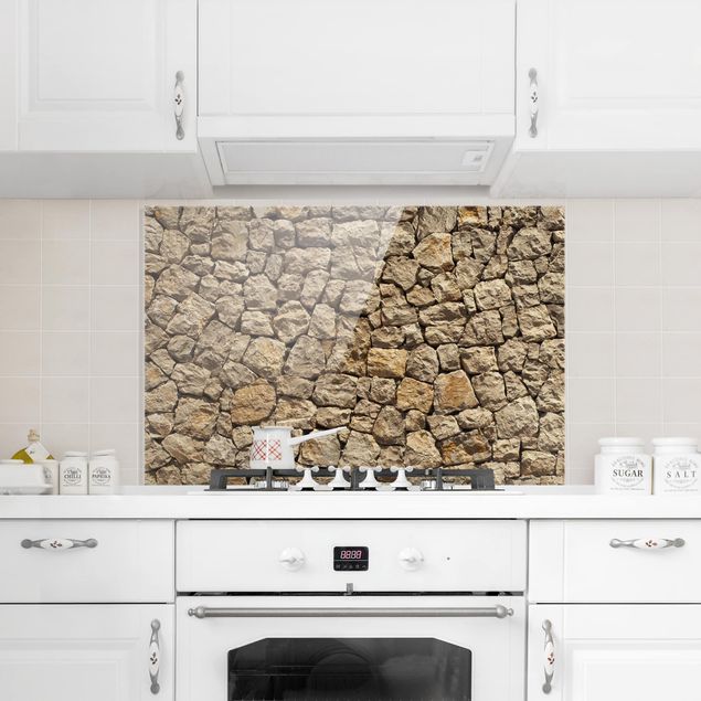 Painel anti-salpicos de cozinha imitação pedra Old Wall Of Paving Stone