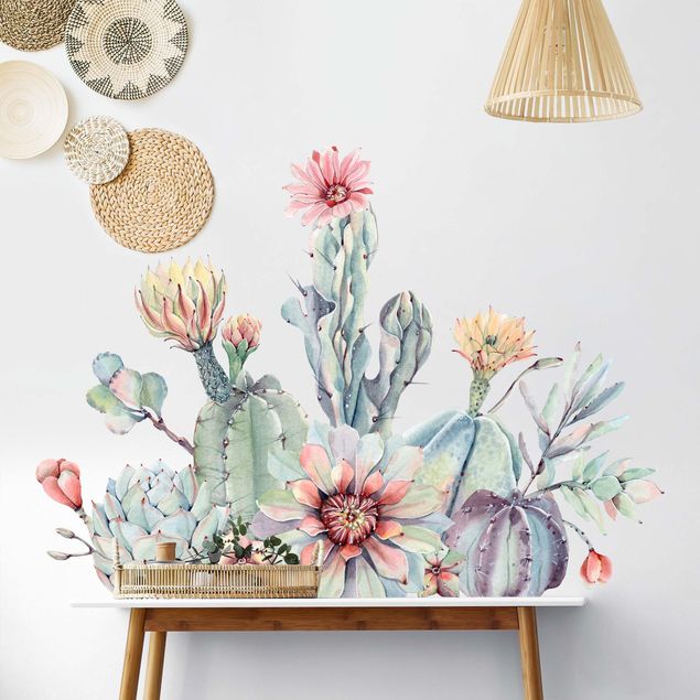 decoraçoes cozinha Watercolour Cactus Flower Bouquet XXL