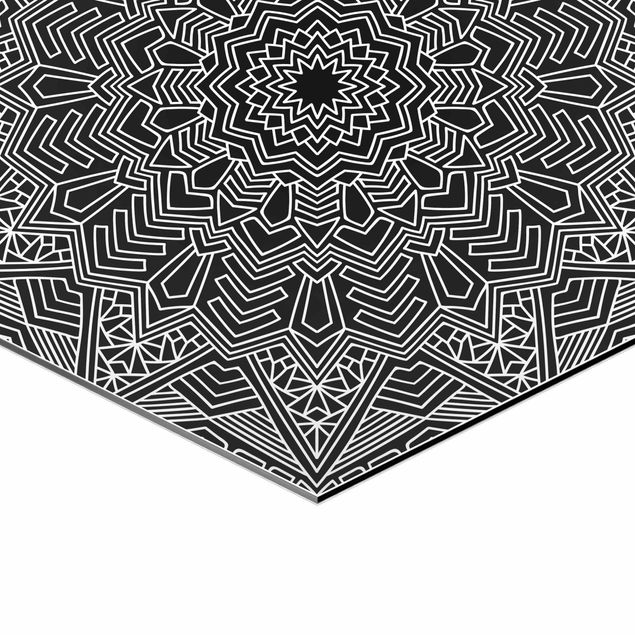 Quadros decorativos Mandala Flower Star Pattern Black