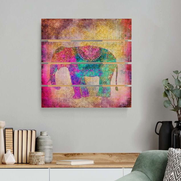 Quadros de Andrea Haase Colourful Collage - Indian Elephant