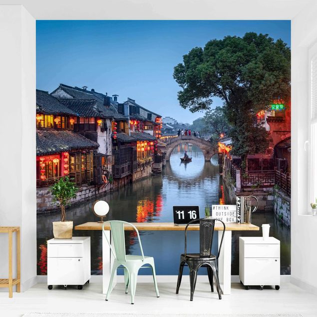 papel de parede urbano Atmospheric Evening In Xitang