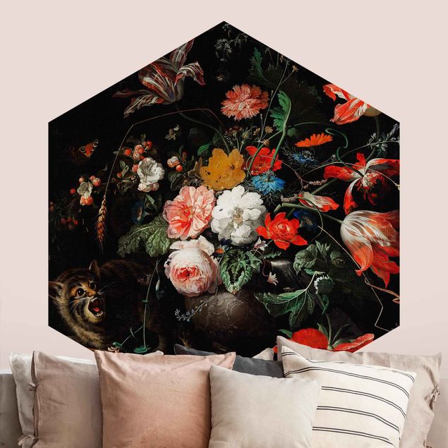 papéis de parede de gatinho Abraham Mignon - The Overturned Bouquet