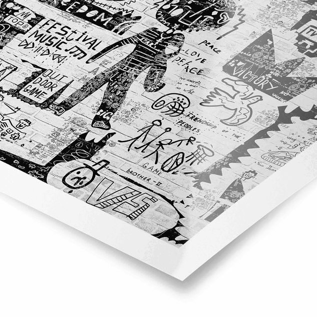 posters decorativos Abstract Graffiti Art Black And White