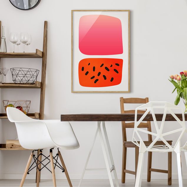 Quadros com moldura abstratos Abstract Shapes - Melon And Pink