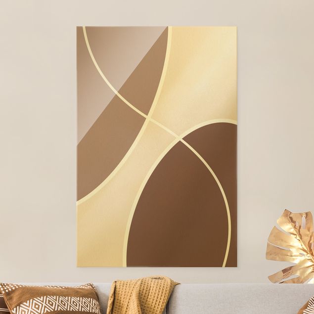 Quadros em vidro abstratos Abstract Shapes - Light Pink And Beige