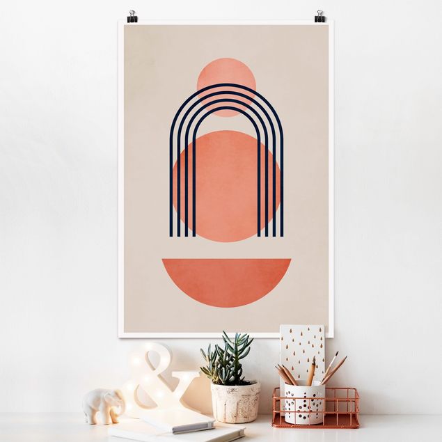 Posters quadros famosos Abstract Shapes In Pink And Blue