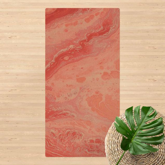 Tapetes modernos Abstract Marbling Salmon-pink