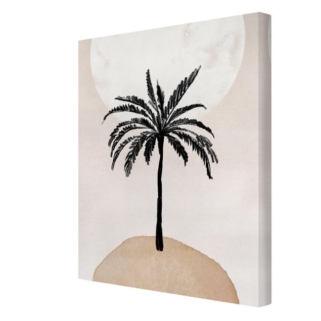 Telas decorativas Abstract Island Of Palm Trees With Moon