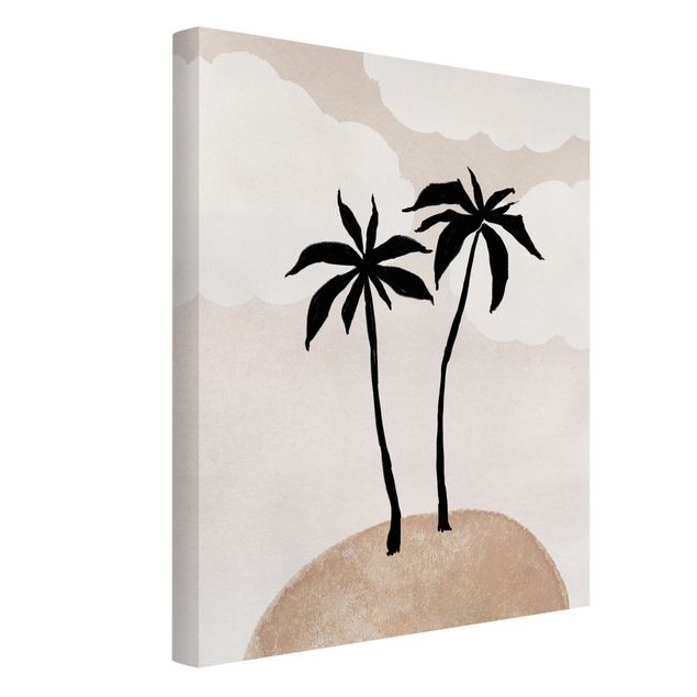 quadros decorativos para sala modernos Abstract Island Of Palm Trees With Clouds