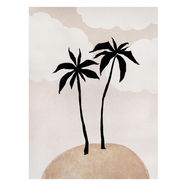 quadros para parede Abstract Island Of Palm Trees With Clouds