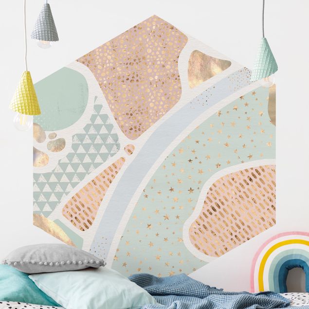 decoraçao para parede de cozinha Abstract Seascape Pastel Pattern
