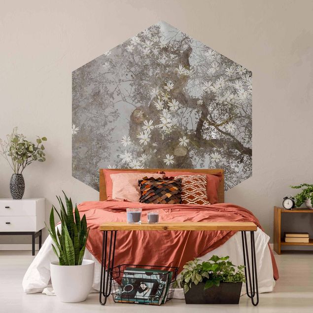 papel de parede moderno para sala Abstract Tree With Blossoms