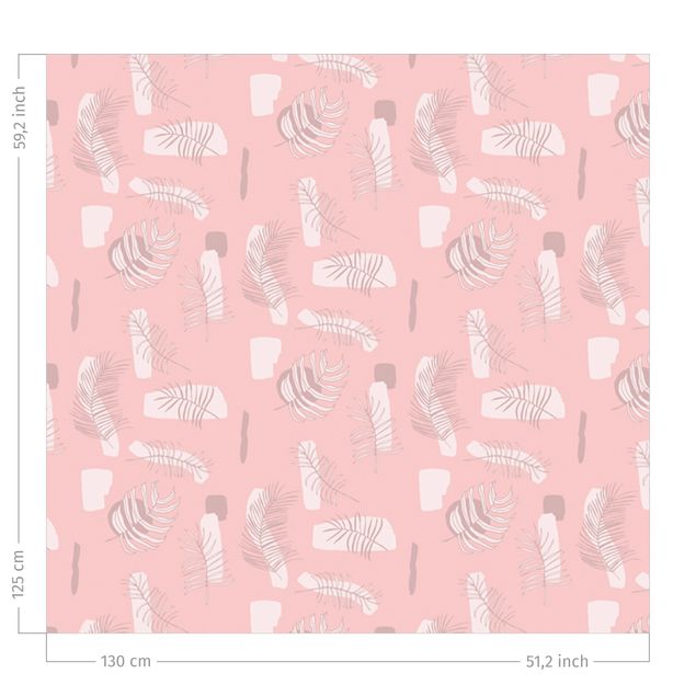 decoraçao para parede de cozinha Abstract Pattern With Palm Leaves - Pale Pink