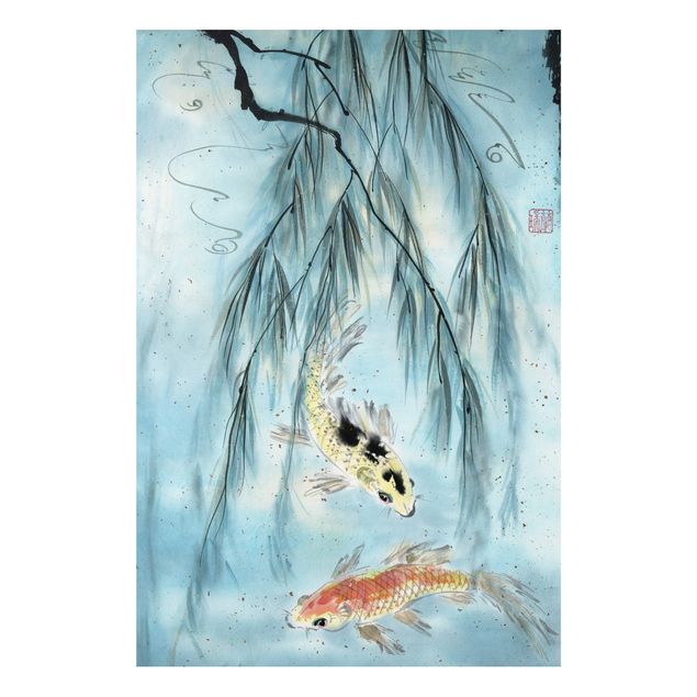 Quadros peixes Japanese Watercolour Drawing Goldfish II