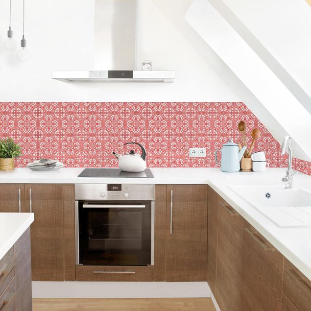 Backsplash de cozinha imitação azulejos Faro Red