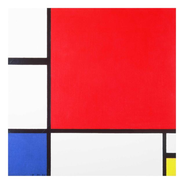 quadro azul Piet Mondrian - Composition With Red Blue Yellow