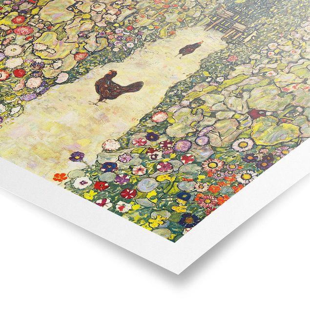 Posters quadros famosos Gustav Klimt - Garden Path with Hens