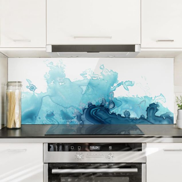 decoraçao para parede de cozinha Wave Watercolor Blue I