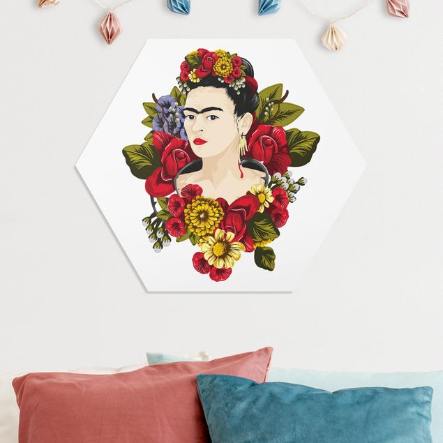 quadro com borboleta Frida Kahlo - Roses