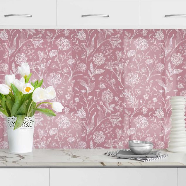 decoraçao para parede de cozinha Flower Dance On Antique Pink II