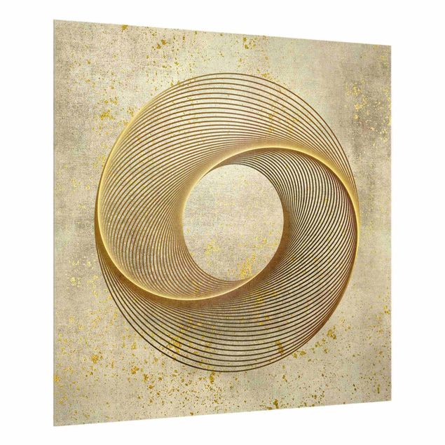 Painel antisalpicos Line Art Circling Spirale Gold