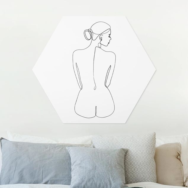 decoraçao para parede de cozinha Line Art Nudes Back Black And White