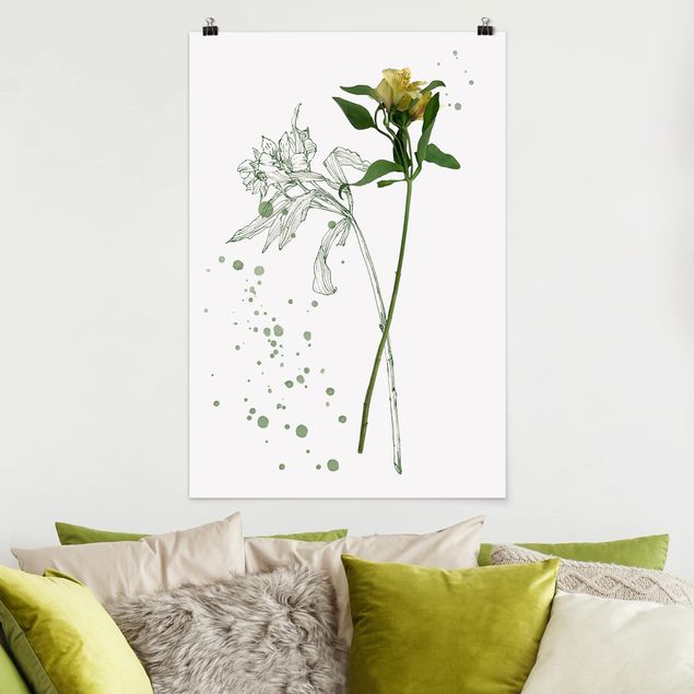decoraçao para parede de cozinha Botanical Watercolour - Lily