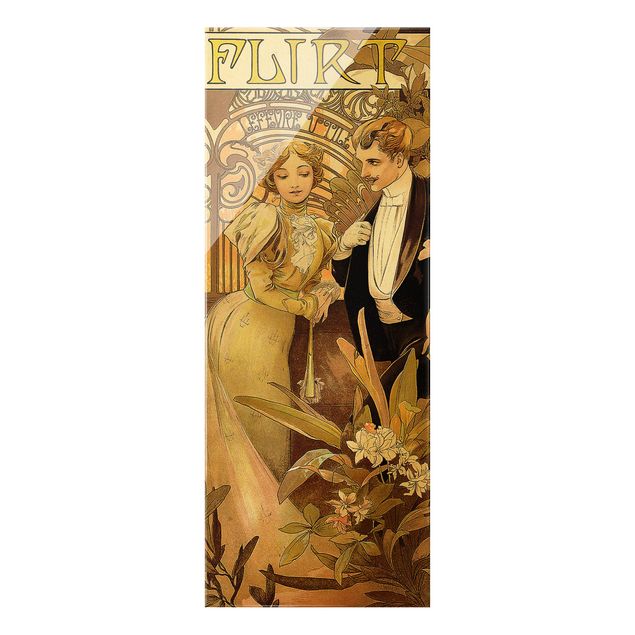 Quadros famosos Alfons Mucha - Advertising Poster For Flirt Biscuits
