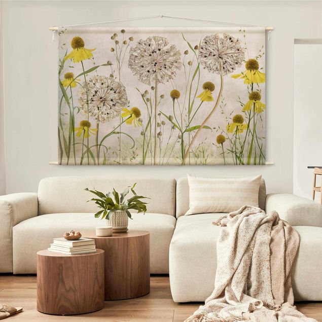 decoraçao para parede de cozinha Allium And Helenium Illustration