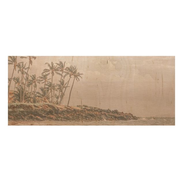 Quadros em madeira paisagens Aloha Hawaii Beach