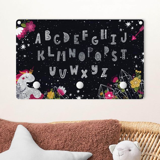 decoração quarto bebé Alphabet With Unicorn And Crystal