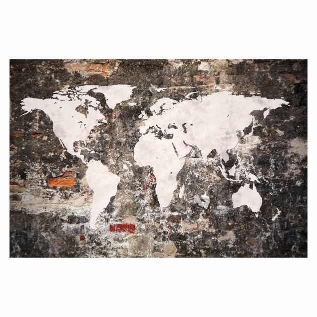 papel parede bege Old Wall World Map