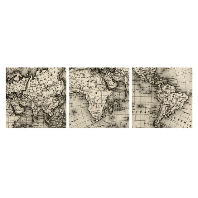 Quadros em cinza Old World Map Details