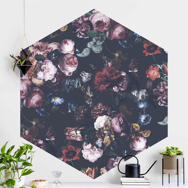 decoraçoes cozinha Old Masters Flowers With Tulips And Roses On Dark Gray