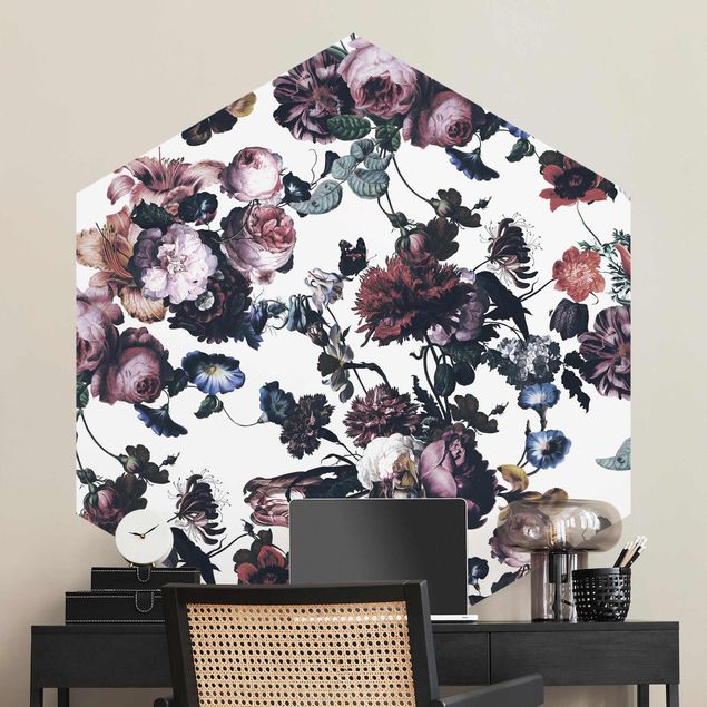 papel parede rosas Old Masters Flowers With Tulips And Roses On White