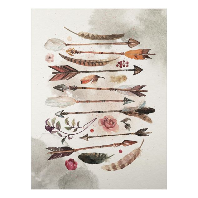 Quadros penas Boho Arrows And Feathers - Watercolour