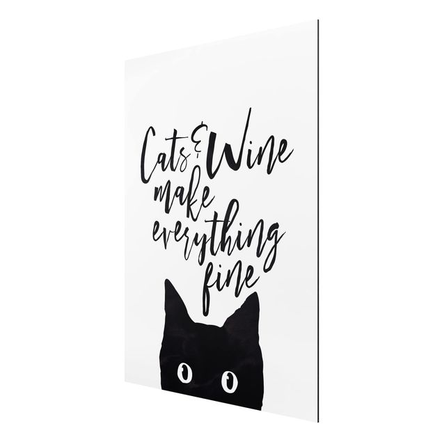 Quadros com frases Cats And Wine make Everything Fine