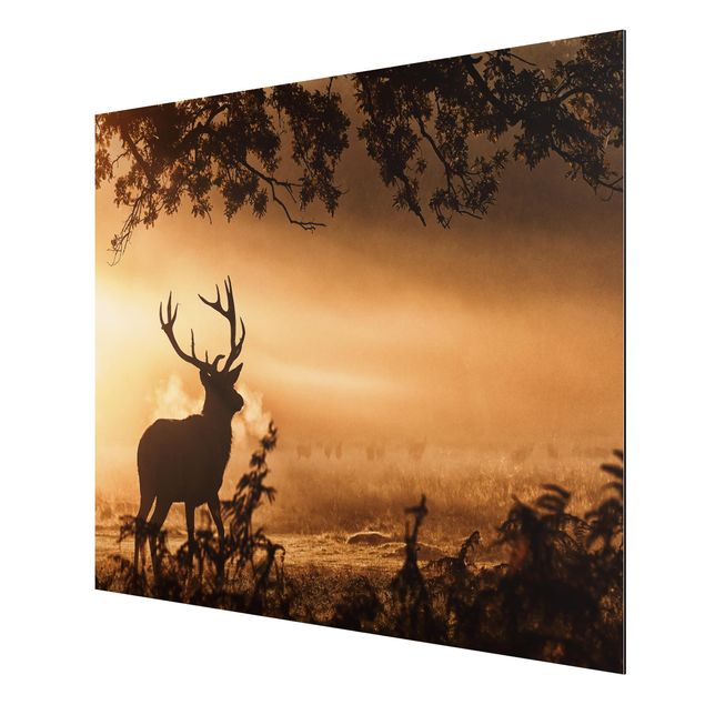 quadro com árvore Deer In The Winter Forest