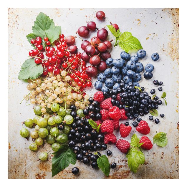 Quadros frutas Mixture Of Berries On Metal