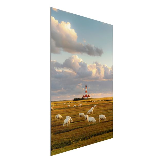 decoraçoes cozinha North Sea Lighthouse With Flock Of Sheep
